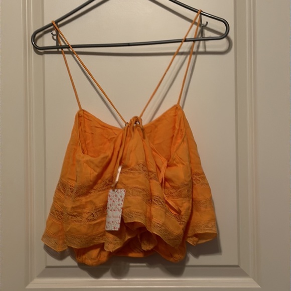 Free People home again lace cami top. NWT. Size XS. Orange - Picture 3 of 3